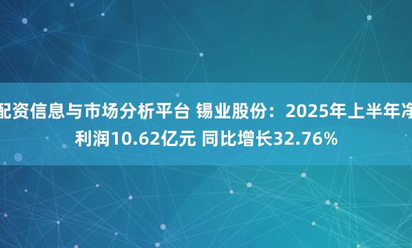 配资信息与市场分析平台 锡业股份：2025年上半年净利润10.62亿元 同比增长32.76%